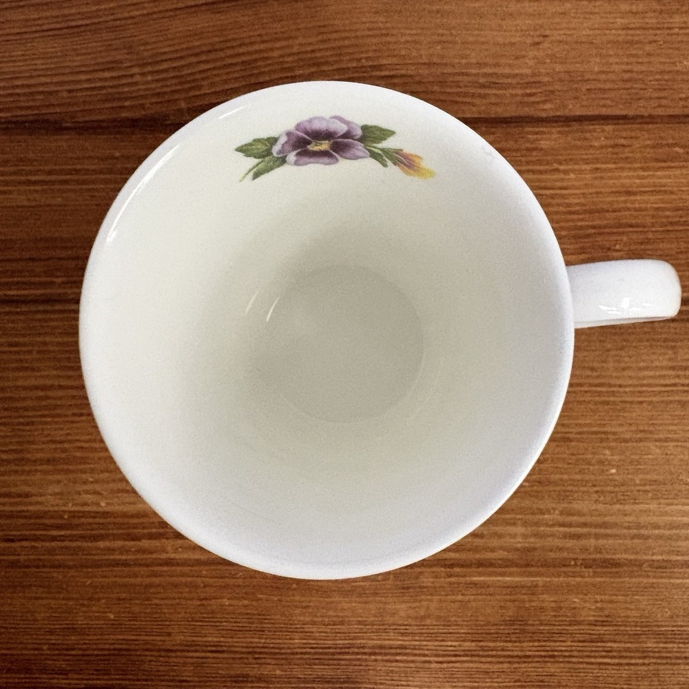 Crown Trent Fine Bone China England Purple Pansy Floral Coffee Tea Mug Cup - Picture 2 of 7